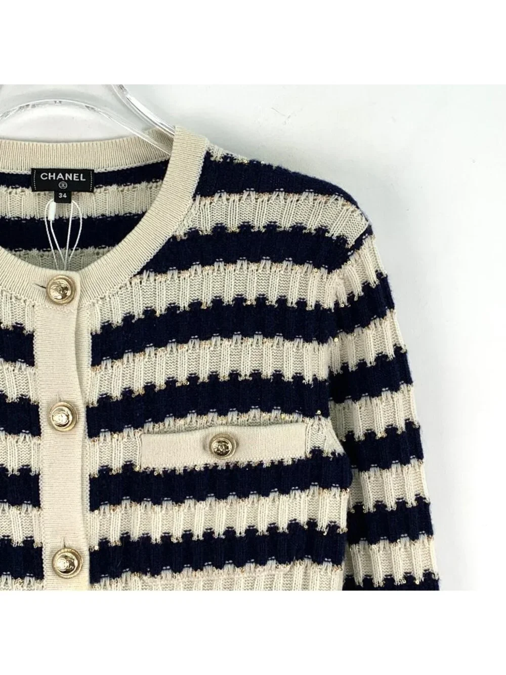 Chanel Color-Block Striped Cashmere Knit Dress